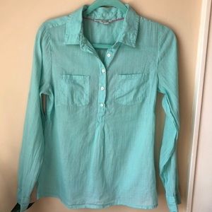 Boden Teal Aqua Popover Shirt